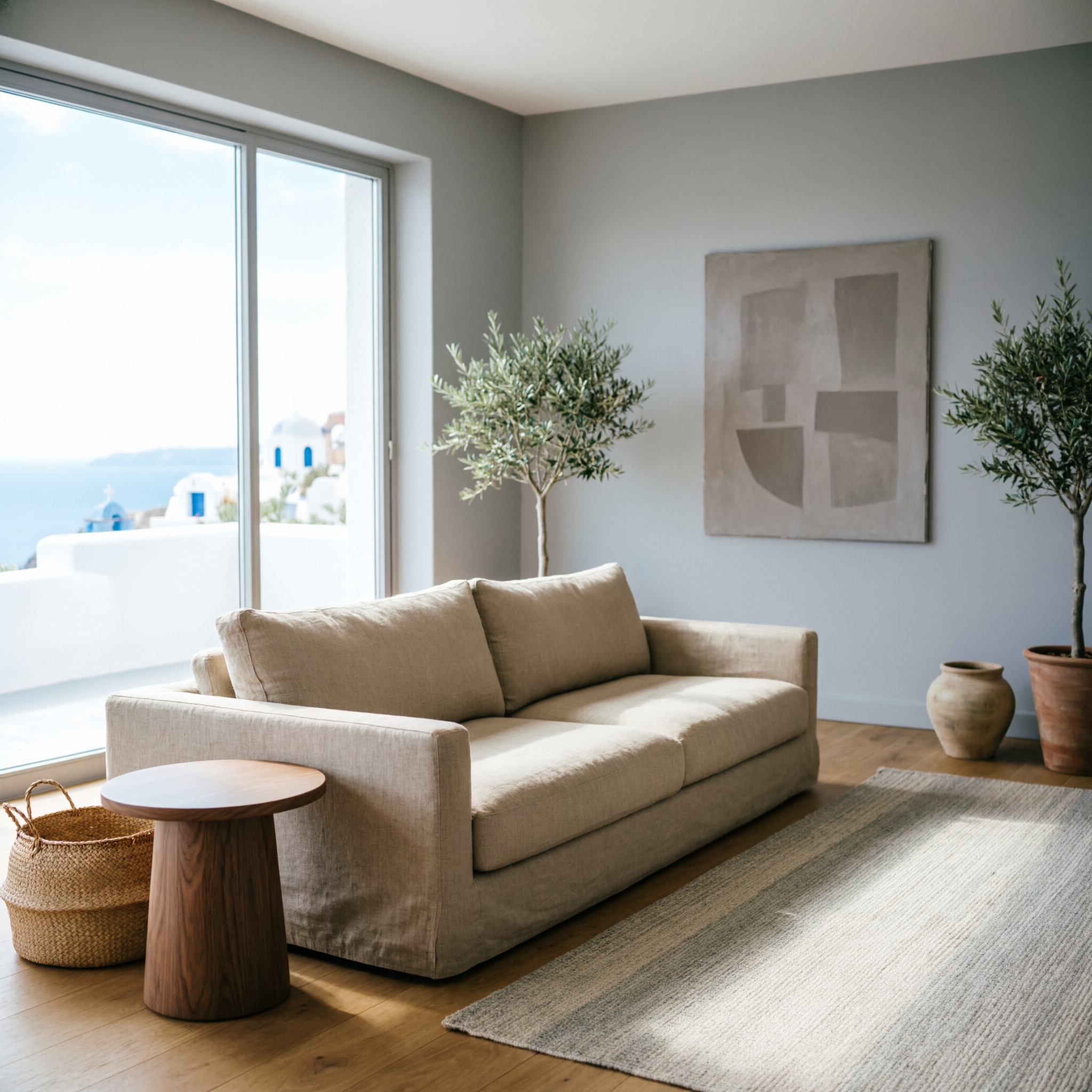 Saló elegant decorat amb sofà minimalista de Paco Mobles